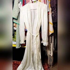 Vintage Lace Trim Robe, Ivory Union Made Sz M